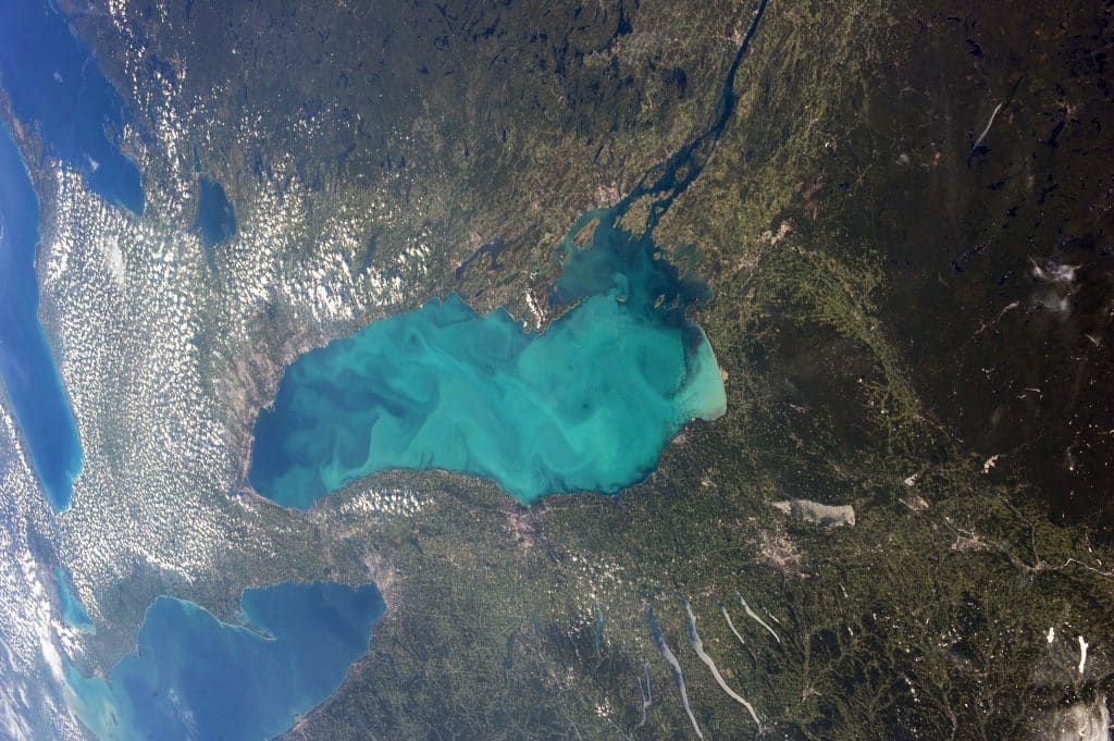 A still from our recent storytelling video of an image of Lake Ontario from the International Space Station.